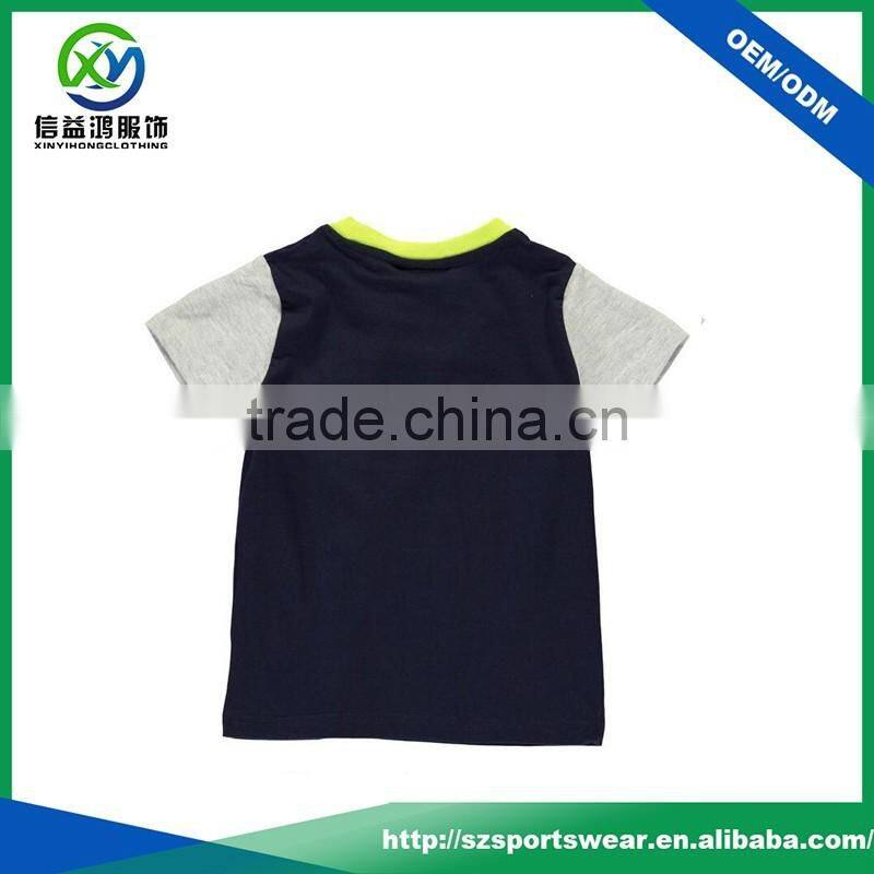 Hot sale Classic Fit Contrast Color Children Cotton T shirt