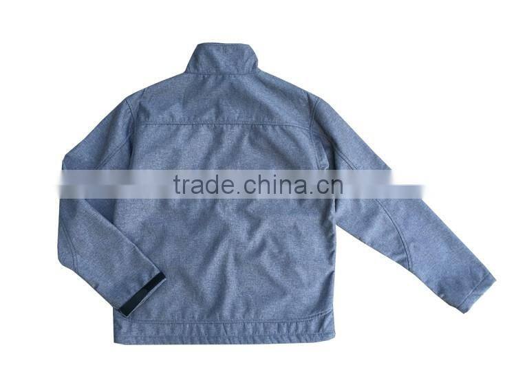 Custom logo fleece lined softshell coat windproof and waterproof melange jacket