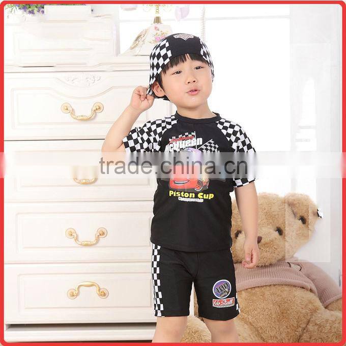Fashion 2016 Baby Boys Swimming Suits Toddle 3 Pcs Child T Shirt And Infant Pants With Hat Kids Swimwear Spring Wear SR40416-5Y