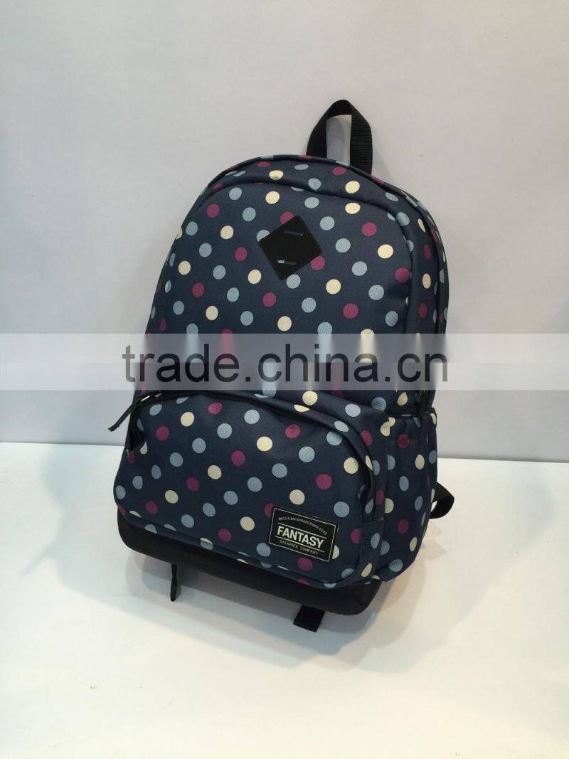 2017 hot sales wholesales student school backpack custom dot printing college daypack bag