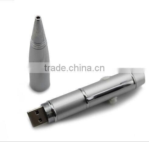 high quality laser point and 4GB 8GB 16GB USB Logo ballpoint business metal pen box gift set