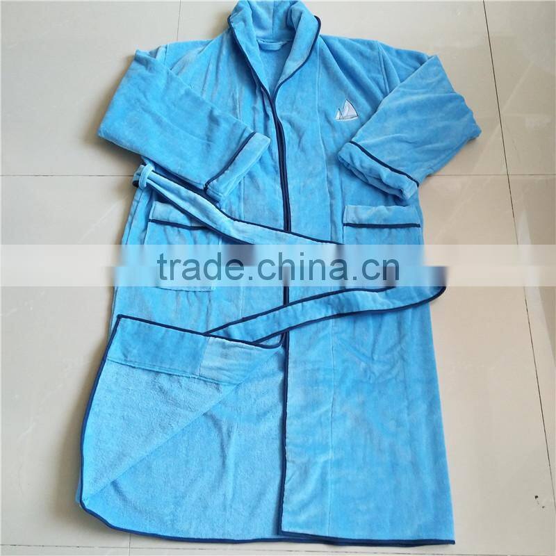 Custom Cotton Fabric Front Side Velour Backside Terry Bath Robe