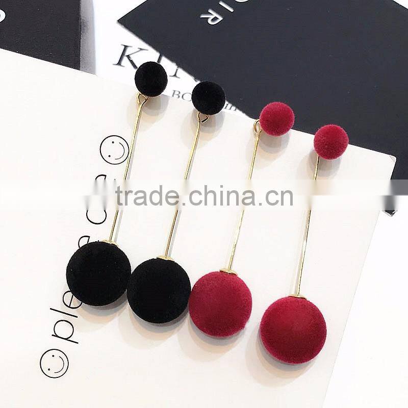 Double Ball Long Drop Dangle Ball Earrings 2017