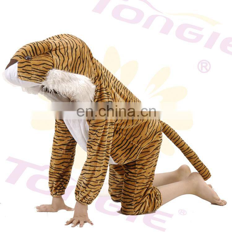 New design 100% poyester children's tigger cosplay costume onesie animal jumpsuit