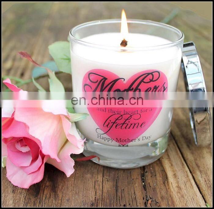 Heart style Mothers day glass cup candle