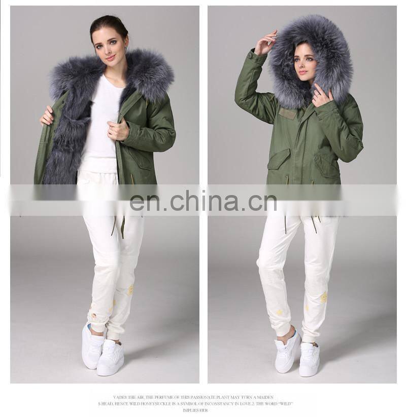 New Collections Winter Fur Coats Fox Army Jacket Women Outwear Parka