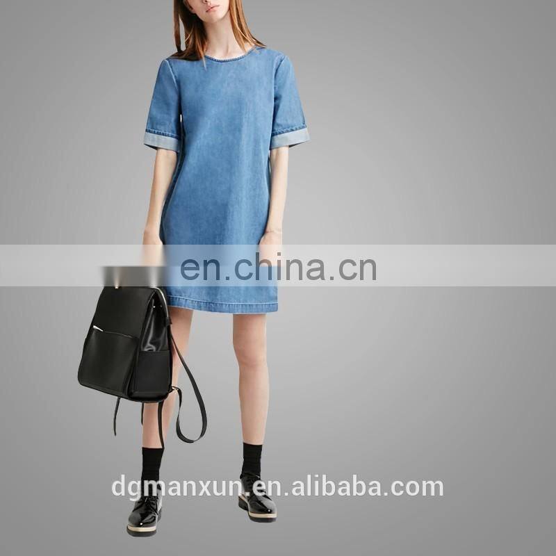 Fashion Style Denim Shift Dress Cowboy Women Tops 2016
