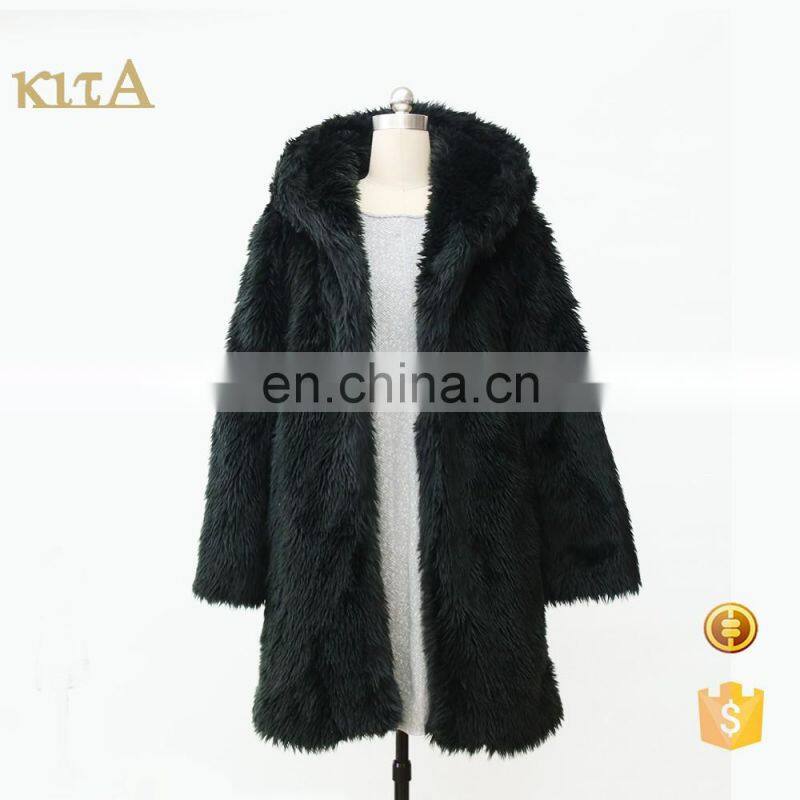 2016 wholesale ladies warm fake fur long coat