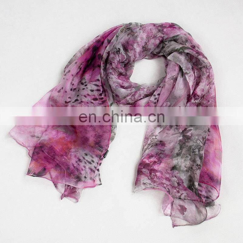Environmental printing scarves women's flowers shawl Deep purple