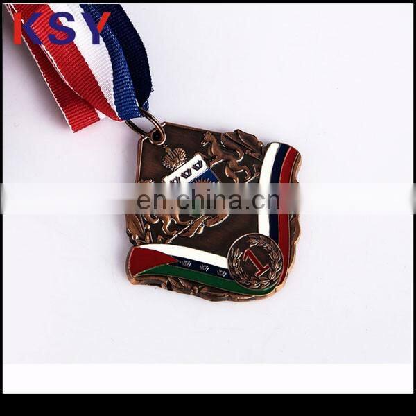 Nickle free metal medal with brass plating