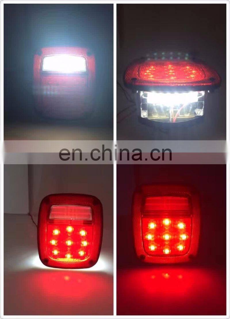 For Jeep TJ Replacement Tail Lights RED LENS w/ Bright Red LED's LED License Plate Lights J204