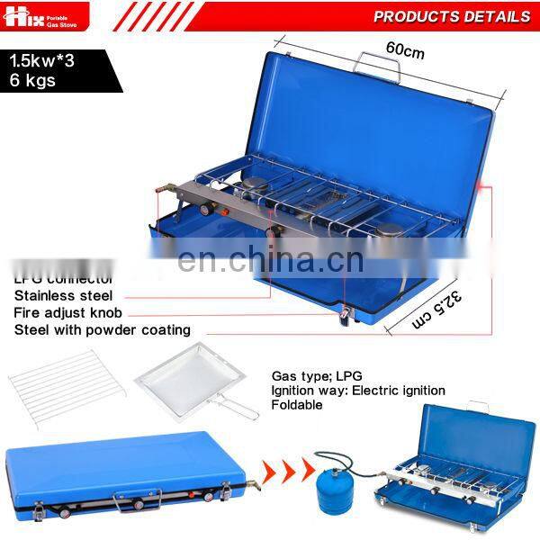 professional design twin burners camping stove with oven