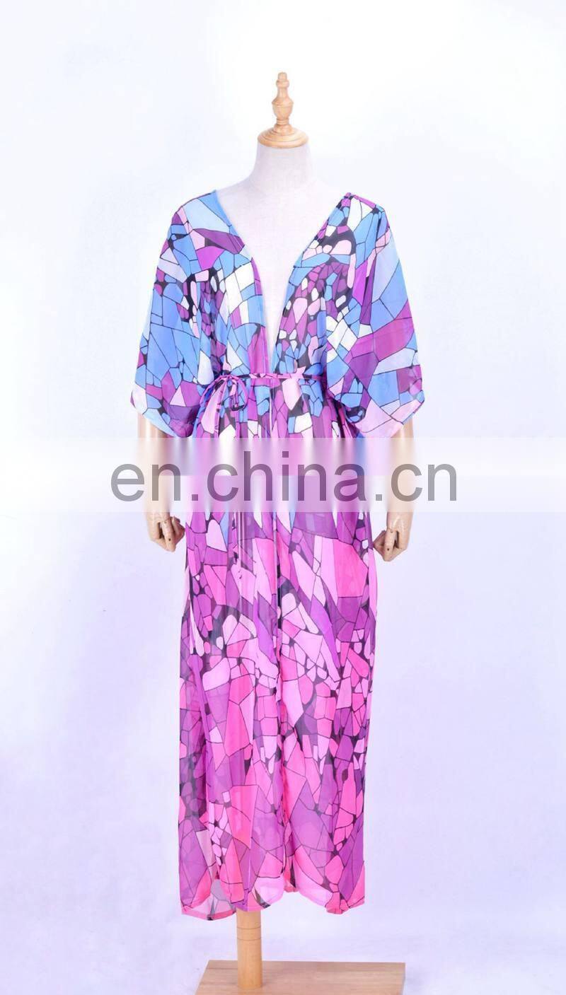 Big Size Beach Dress Women 2019 Sexy Bikini Cover Up Long Cardigan Summer Chiffon Tunic Beach Wear Kaftan Robe de Plage Swimsuit