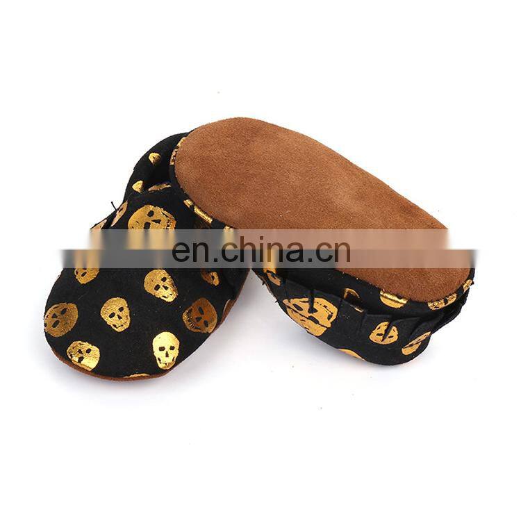 4 size toddler fashion shoes baby footwear skull printed leather shoes