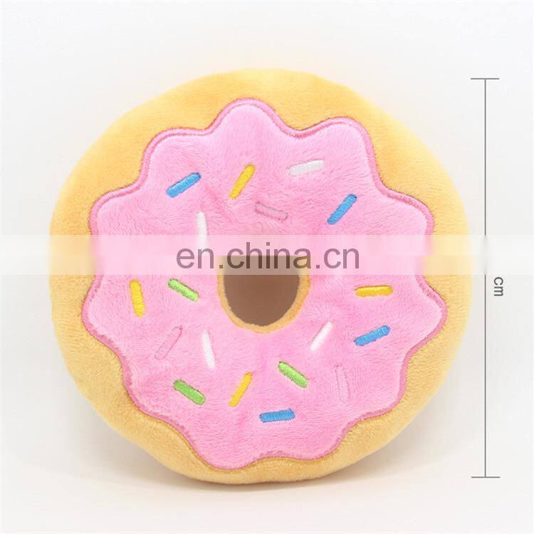 15cm diameter squeaky eco friendly plush doughnut dog toy