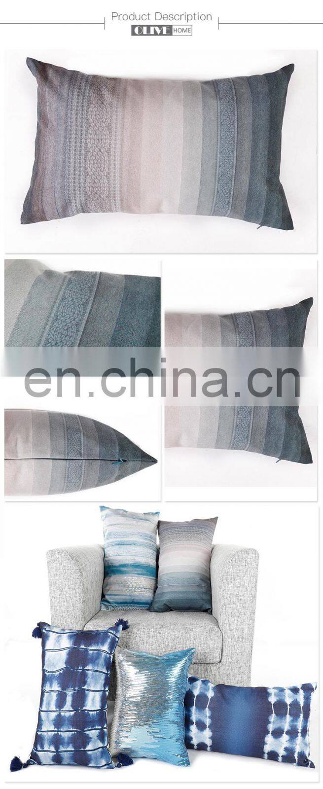 2018 Fashion Decorative Ombre Printed Stripe Sofa Waist Cushions Pillow