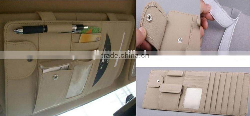 New Multi-function 7pcs Disks CD DVD Glasses Cards Sotre Case Holder Bag for Auto Vehicle Truck Sun Visor Organizer Beige
