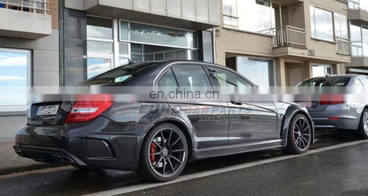 C-CLASS W204 C63 A style Sedan to Black Series style body kit 07~14y FRP front and rear bumpers side skirts fenders muffler