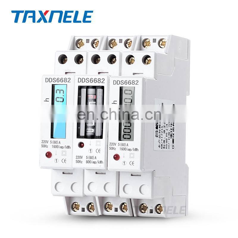 Single Phase Two Wire LCD Backlit Wattmeter Power Consumption Watt Energy Meter kWh 60A 32a 230V 50Hz Electric Din Rail Mount