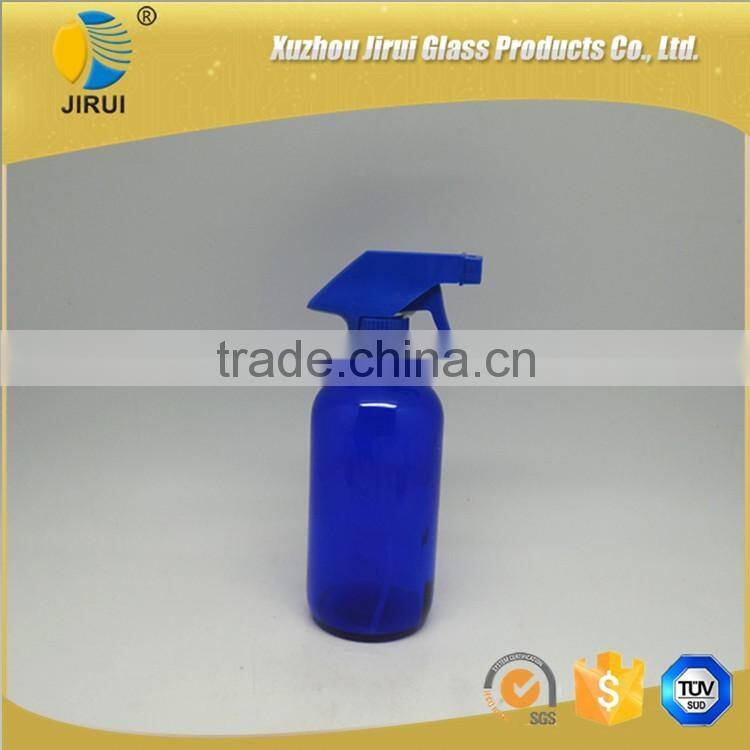 500ml & 250ml blue clear boston round glass lotion bottle
