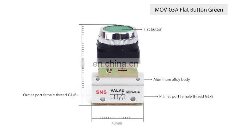 SNS MOV series 1/8 electric roller lever pneumatic mechanical control valve with botton