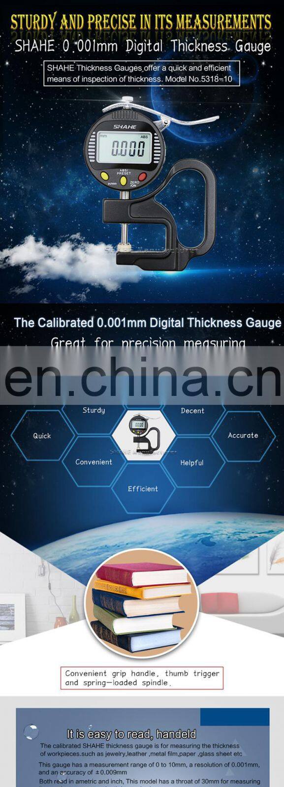 0-10 mm 0.001 mm high resolution digital thickness gauge glass thickness gauge metal thickness gauge