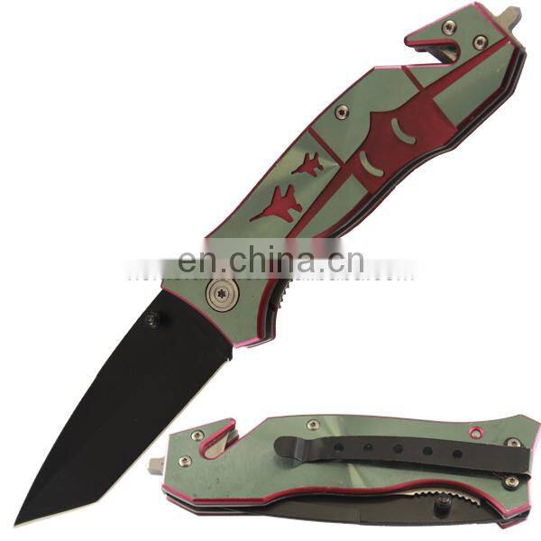 8.3" Stainless Steel Emergency Rescue Folding Knife With Glass Breaker Pocket Knife