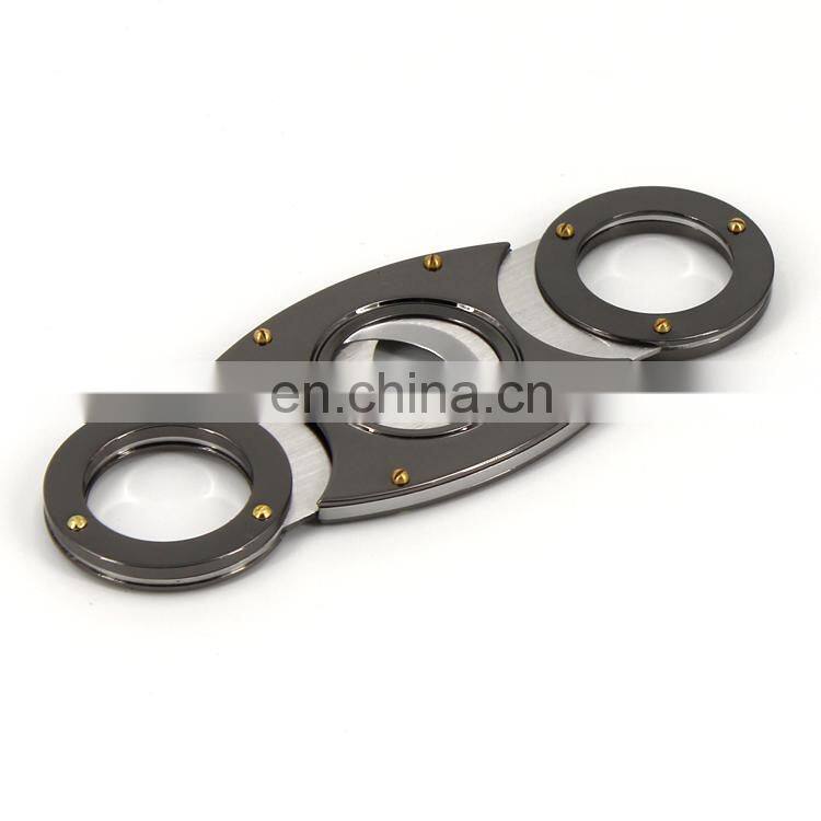 Wholesale high quality Stainless steel double blade free custom logo cheap cigar cutter