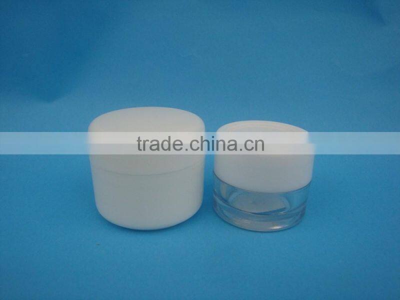 Good-looking cosmetic acrylic jar container with hand lid / luxury empty double layer jar container for personal care cream jar