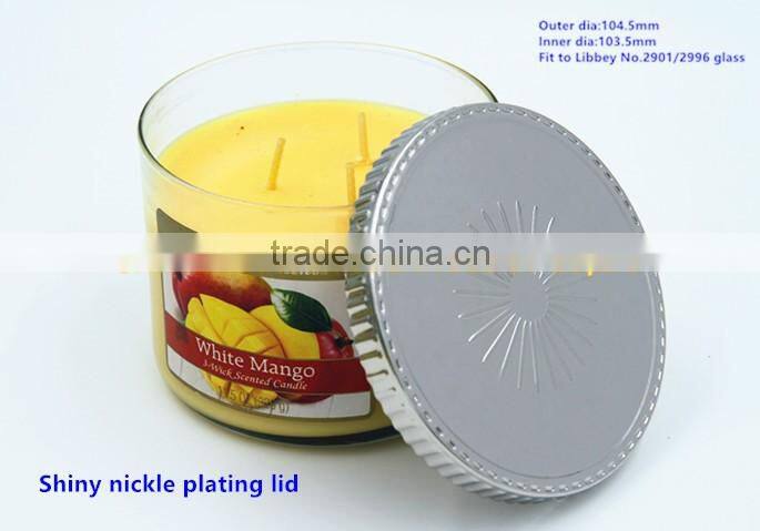 Shiny nickle & Chrome plating candle lids
