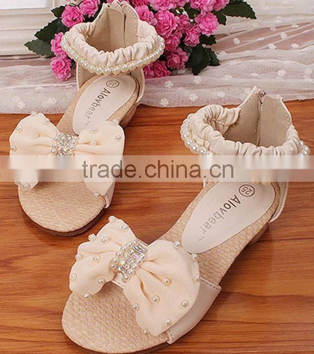 2014 Flower Pearl Girls Sandals Kids Sandals