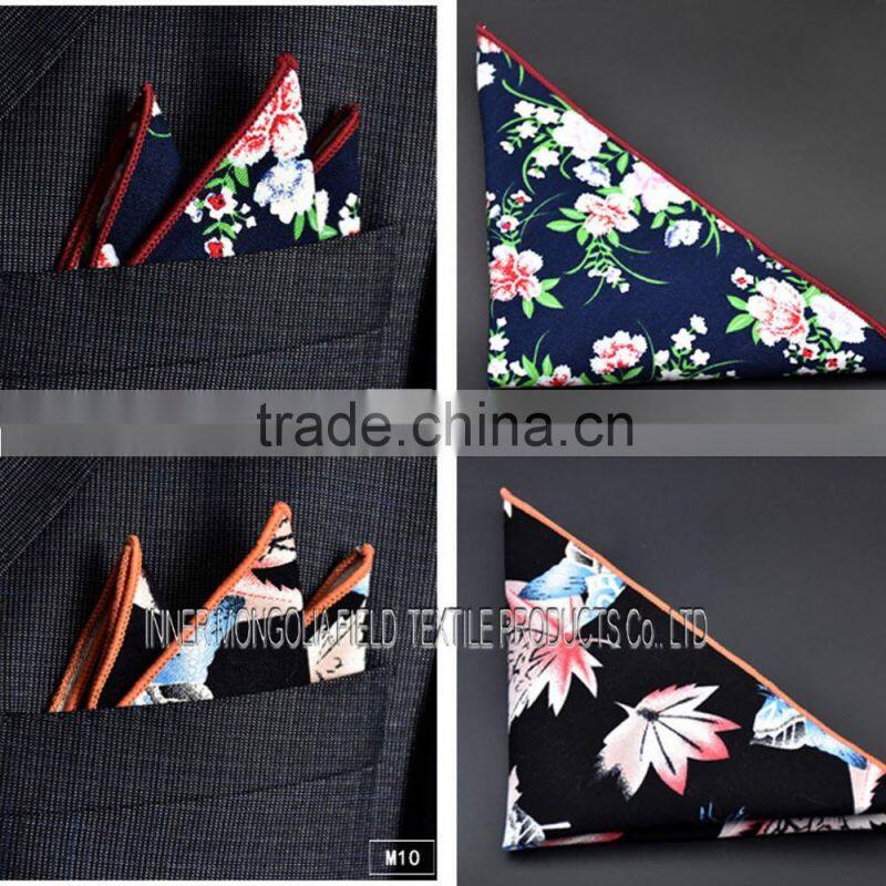 100% Cotton Handkerchiefs Woven Floral Pocket Square
