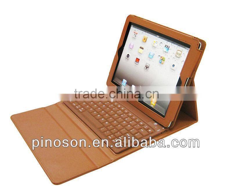 High quality bluetooth keyboard Synthetic leather case bluetooth keyboard for ipad2 and ipad3/ipad4