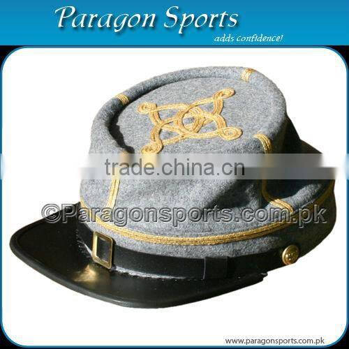 Military Civil War Kepi Forage Cap with Leather Visor