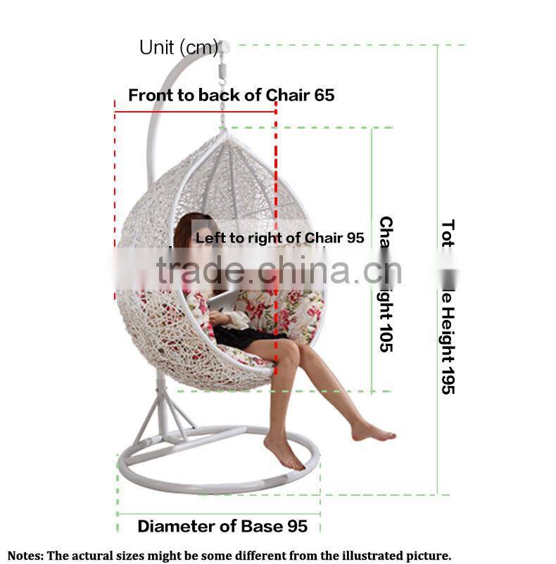 New Trendy Indoor Outdoor Bedroom Balcony Resin Plastic PVC PE Rattan Wicker Single Seat Swing Chair