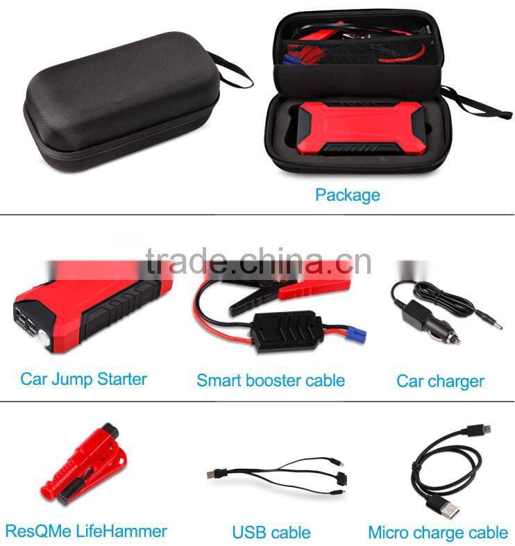 12V Portable Emergency Car Battery Power Starter with intelligent jump booster cable