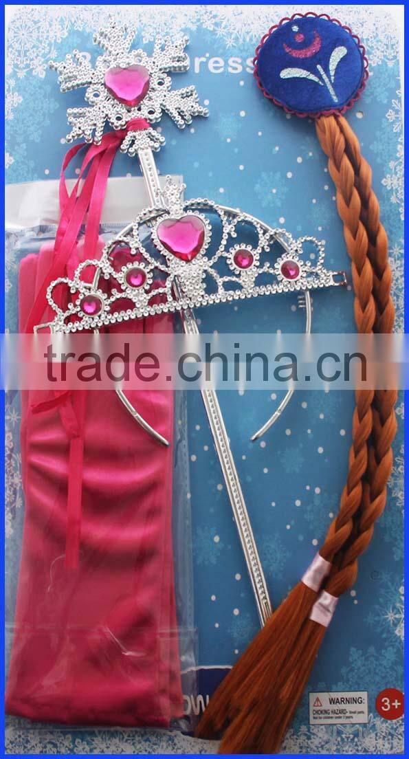 High quality Europe and America hot selling snowflakes wand+ crown+ gloves+ wig set for girls cosplay