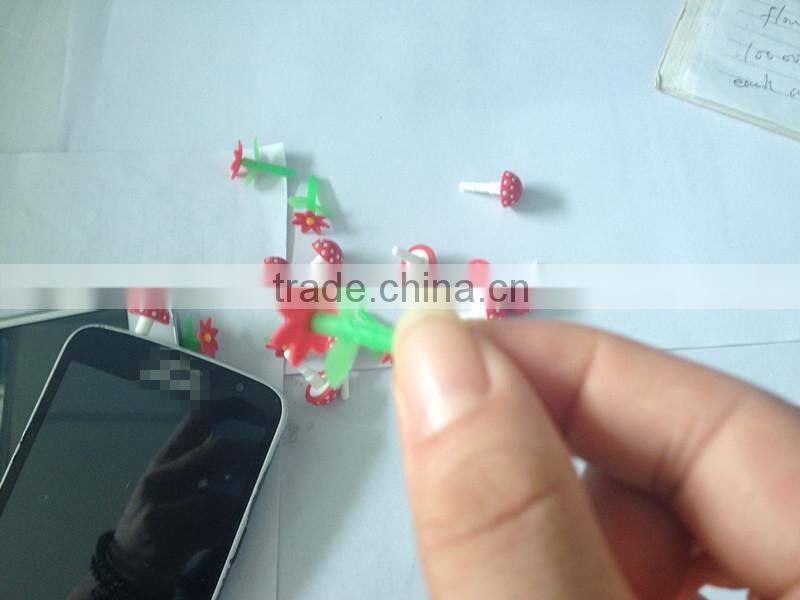 Hot sale flower deisgn silicone earphone dustproof jack plug with soft plug