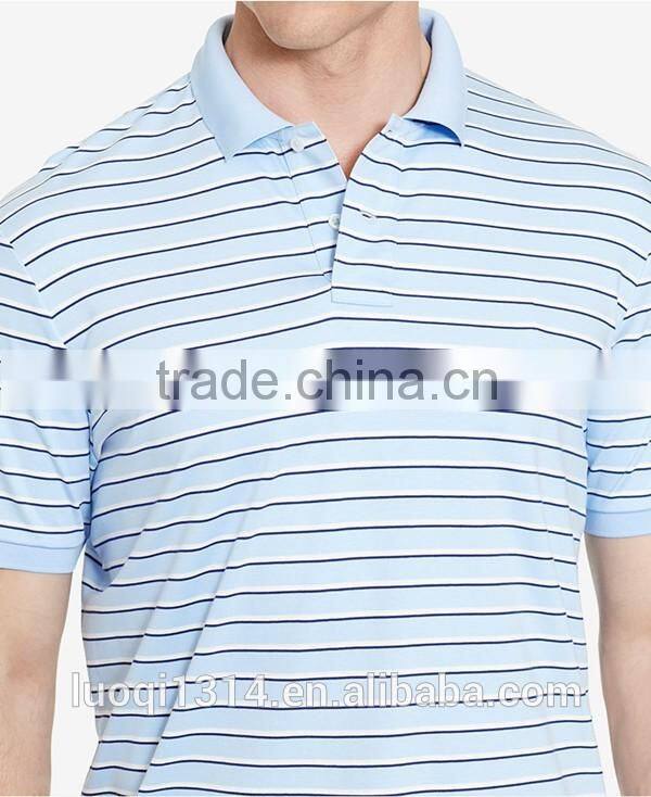 Made in China Men's Business Formal Polo t shirt Stripe 100% Cotton Short Sleeve Men's Polo t shirt