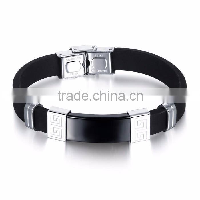 men jewelry stainless steel custom silicone bracelet single