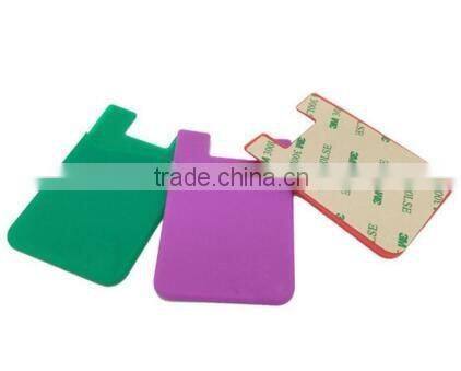 Colorful silicone card holder with 3m sticker for mobile phone