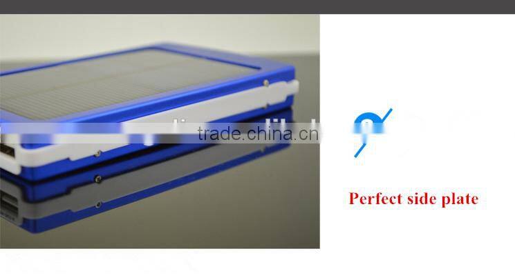 rear capacity 10000mah portable dual usb solar power bank