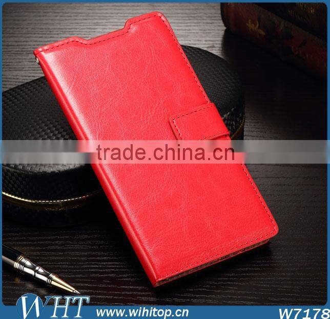 New Products Crazy Horse Skin Leather Wallet Case for Sony Xperia Z5