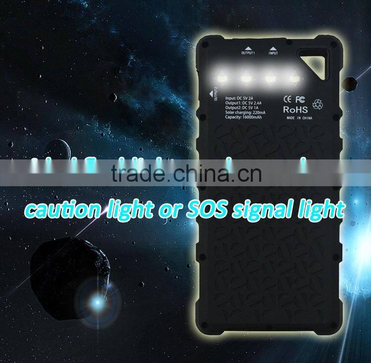 2016 Hottest selling Mobile Portable Solar Charger for Xiaomi Power Bank 16000mah logo customizable