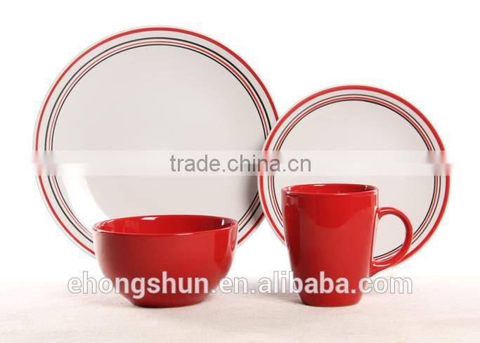 16pc stoneware color glaze/embossed dinnerware set