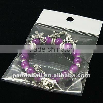 Fashion Tibetan Style Round Glass Bracelets(BJEW-JB00434)