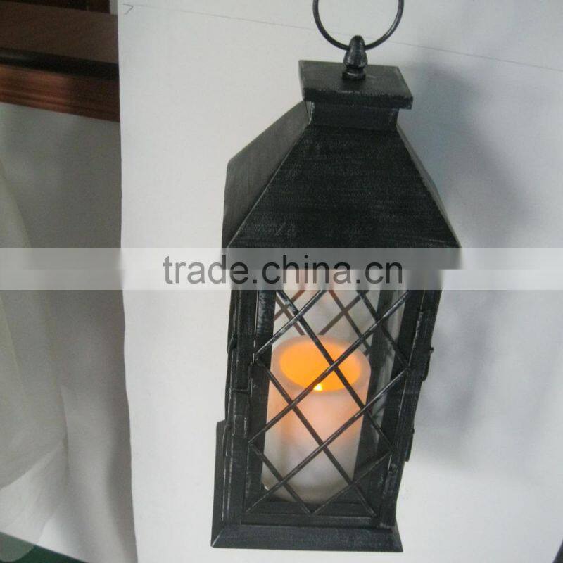 Outdoor hanging plastic lantern led candle light for porch or garden decor