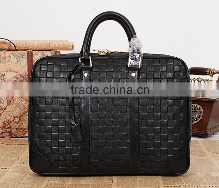 Best selling briefcase Mens Computer leather Bag Woven business Briefcase locks