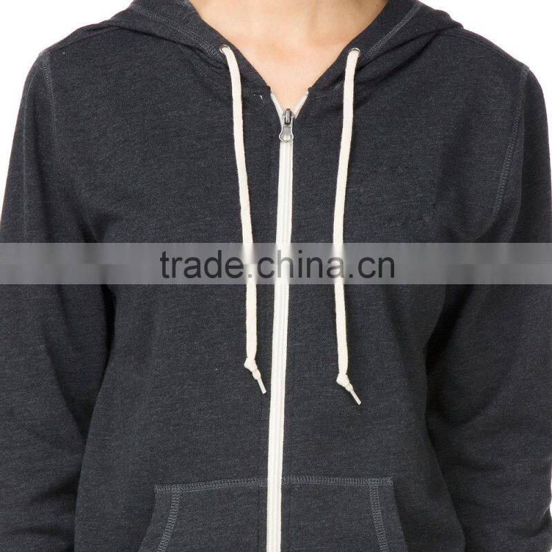 100% cotton french terry womens zip up hoodie