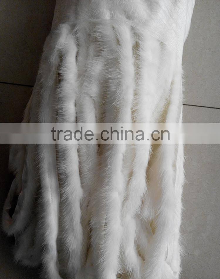 China Wholesale Dye Mink Fur Strip / Fur Collar / Real White Mink Fur Trimming